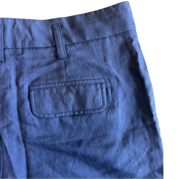 Vince High Waisted Slouchy Navy Rolled Cuff Pleated Linen Blend Shorts Size 8 - Picture 5 of 9